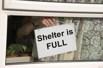 sign in window showing the Shelter is FULL