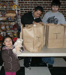 Food bank patrons with young children