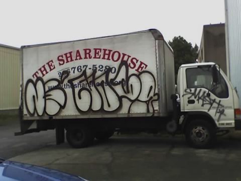 Tagged delivery truck