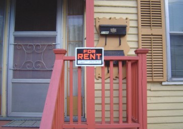 for rent sign on porch