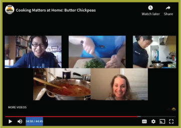 A screen shot of a cooking class conducted over a Zoom video conference.