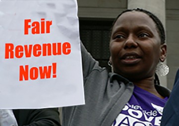 Protester calls for Fair Revenue in Washington State