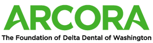 ARCORA The Foundation of Delta Dental of Washington logo with green and black lettering
