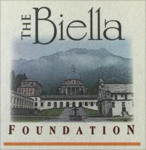 The Biella Foundation logo with a graphic of an Italian villa with mountains in the distance
