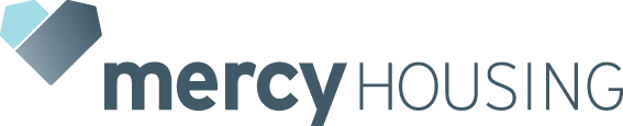 mercyHOUSING logo, light blue and grey
