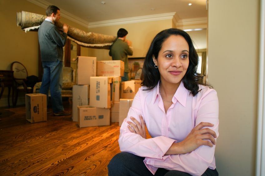 woman moving into apartment