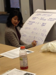 Cooking Matters Nutrition Educator, Sharon, explains how to calculate converting grams of sugar into teaspoons.