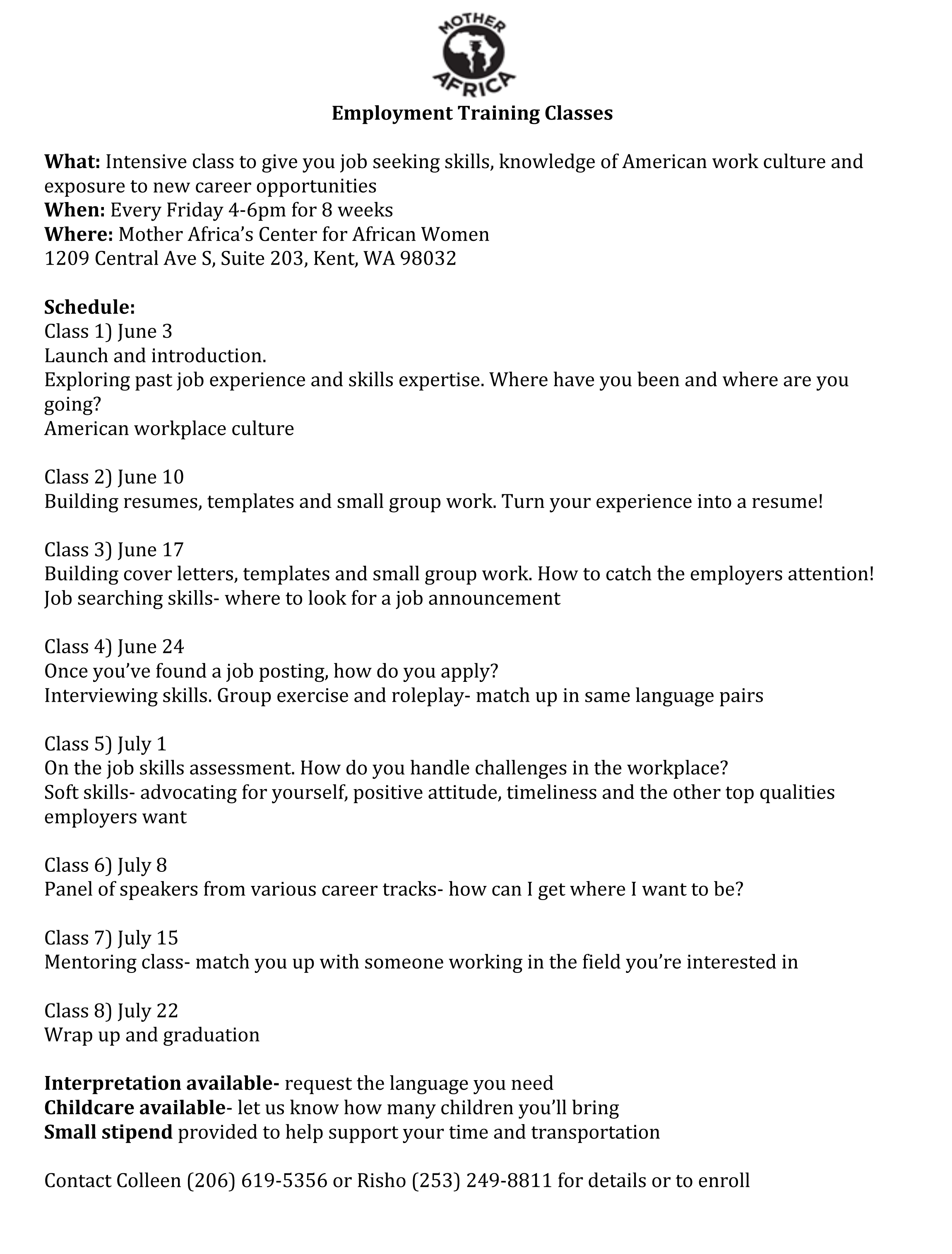 Microsoft Word - Employment Training Classes- Schedule.docx