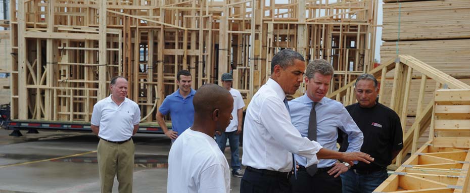 President Obama at housing construction site