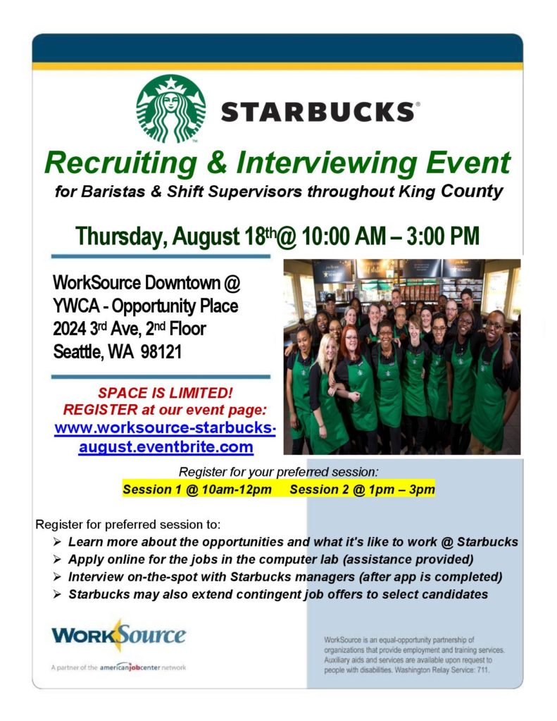 Starbucks Hiring Event Flyer