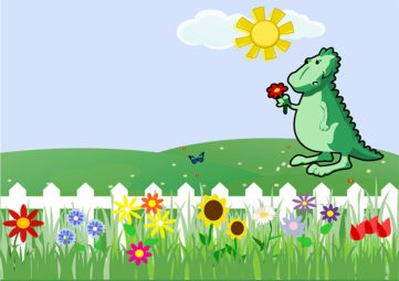 Dinosaur with flowers graphic