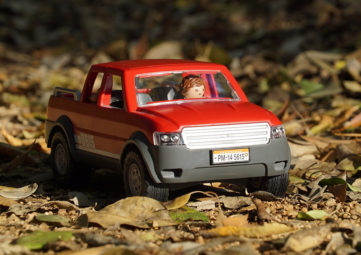 Red Playmobil pickup truck
