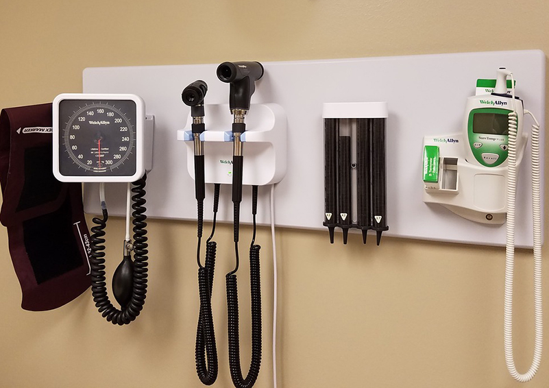 equipment on wall in doctor's office