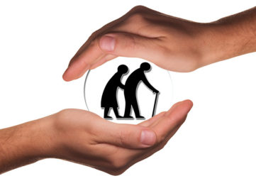 graphic of seniors cradled in caring hands