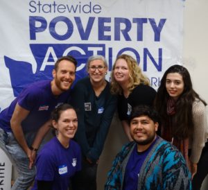 The Poverty Action team (l to r, back row): David, Emma, Rebecca, Adriana (front) Marcy & Omar