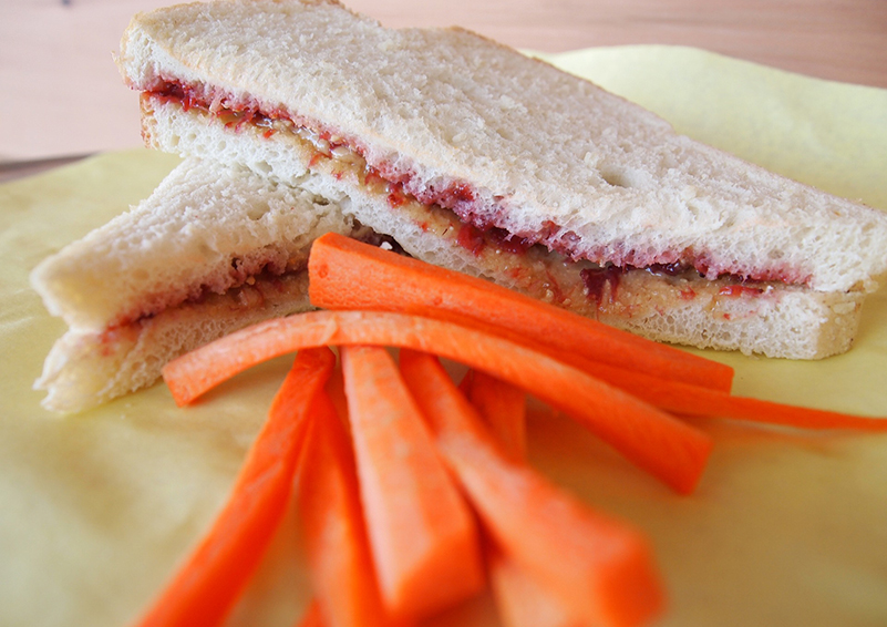 peanut butter & jelly with carrot sticks