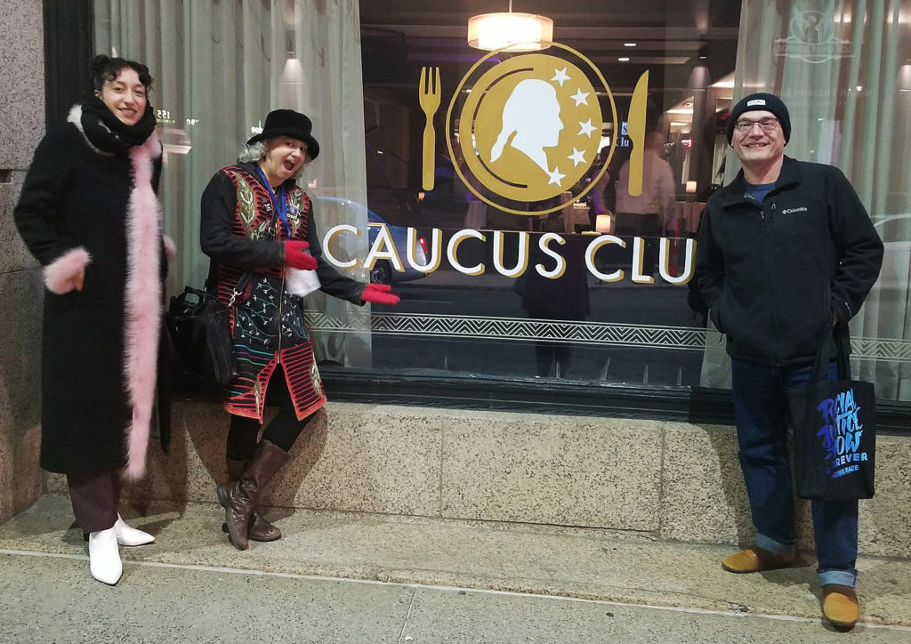 ARI Caucus members Jordan, Liz & Arturo outside Detroit's Caucus Club