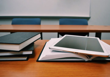 Classroom: books & tablet