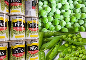 Canned, frozen, and fresh peas