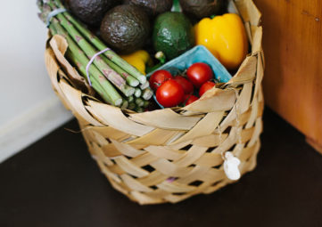 Stock image of groceries in a basket