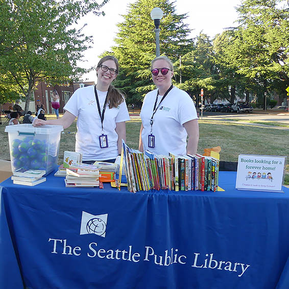 Librarians Robin Rousu & Kelsey Cameron with The Seattle Public Library’s Mobile Services