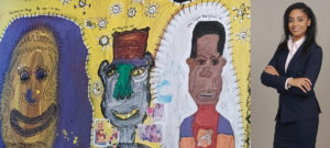 Broadview Shelter youth mural & photo of Lakesha, Prosecuter with the Dallas County Attorney General's Office