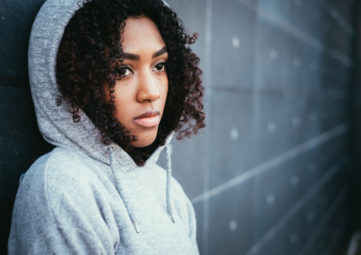 young woman in a hoodie