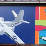 A mural of a Navy plane