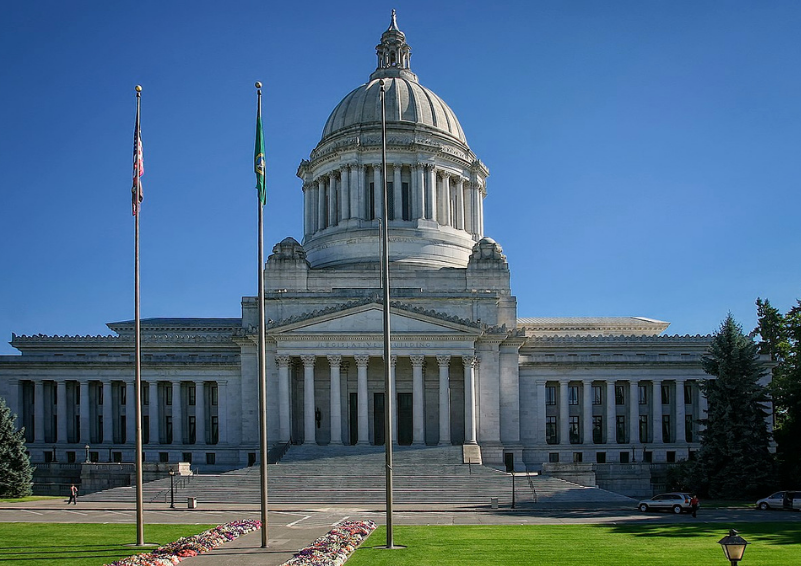A view of the Washington state capitol building in Olympia.