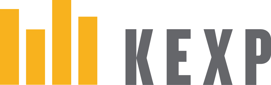 KEXP logo - yellow bars, grey text