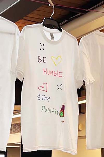 White T-shirt with the text BE HUMBLE, STAY POSITIVE