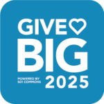 Blue square GIVE♥BIG 2025 logo with white lettering and rounded corners.
