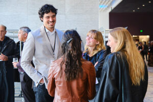A small group of people talking