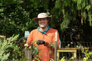 A volunteer at the farm.