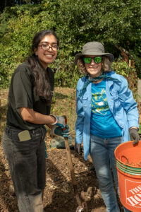 Two volunteers at the farm.