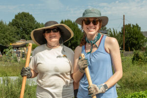 Two volunteers at the farm.
